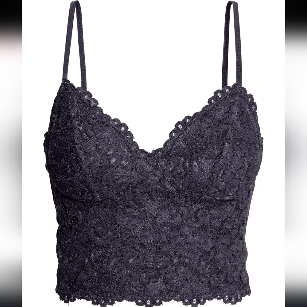 Blue Lace Crop Top